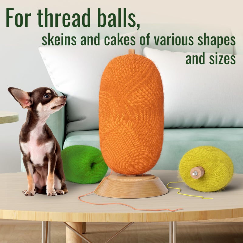 BARVA Yarn Holder Set 22 Lb Capacity for Chunky Yarn w/Extra Spindle | Smooth Bearing Spinner & Big Rubber Anti Slip Pads for Stability | European Wood Crochet Accessories & Fiber Crafts Pro Tools - Image 2
